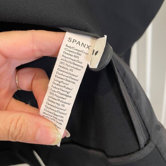 Spanx The Perfect Oversized Blazer Ponte No Lapel Minimalist Career Black S - Picture 5 of 7